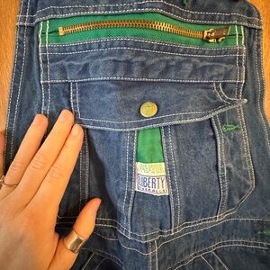 Liberty Denim Overalls with Green Accents